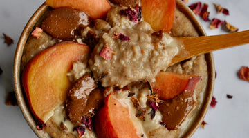 Salted Caramel Porridge topped with Peach