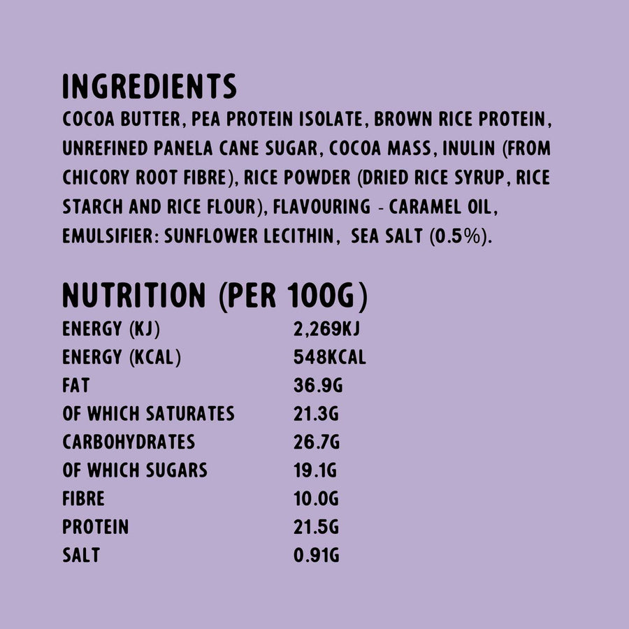 Push salted caramel dairy free chocolate buttons ingredients and nutrition.